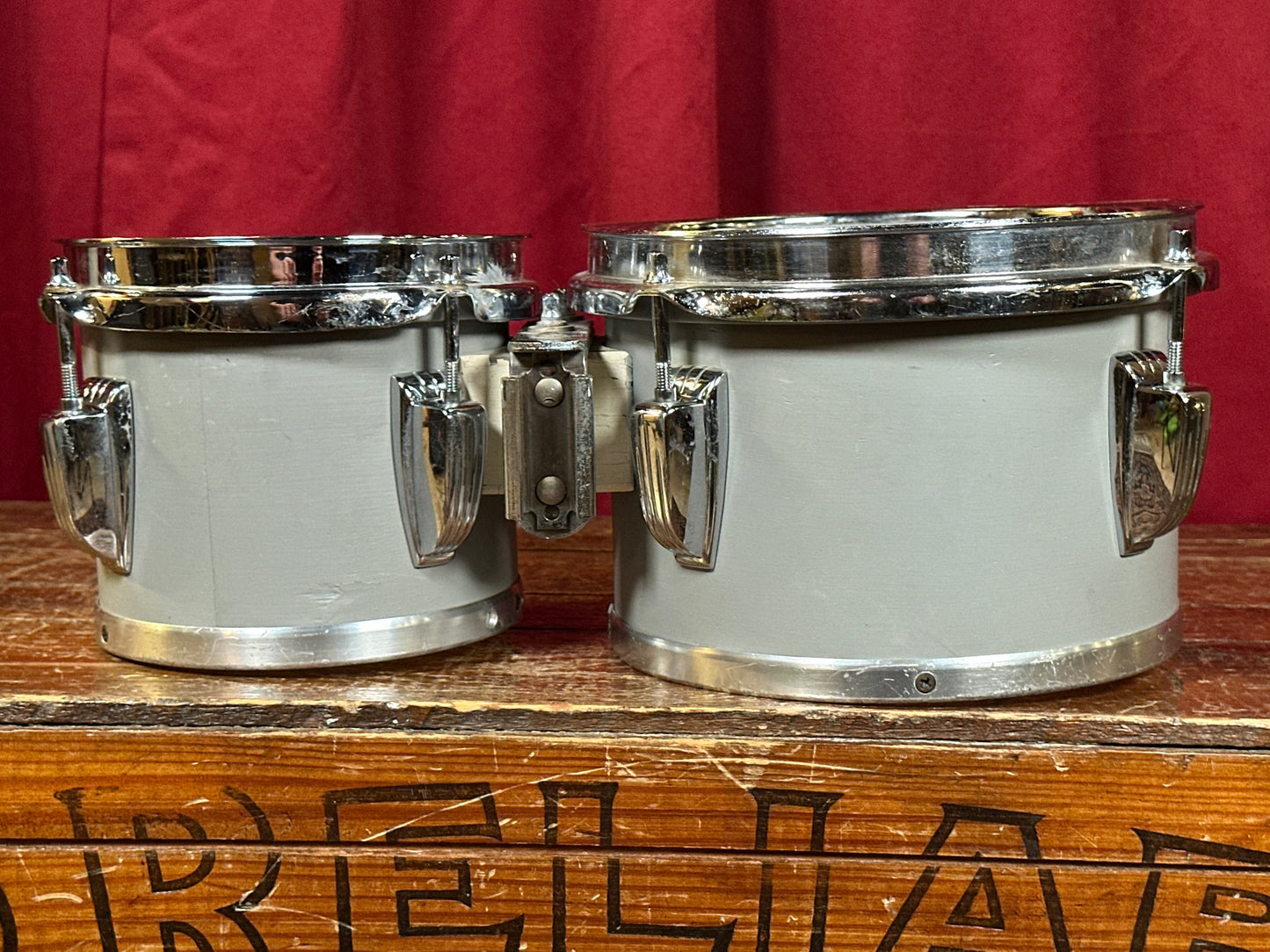 Vintage Ludwig 6" & 8" Tunable Bongo Pair Gray
