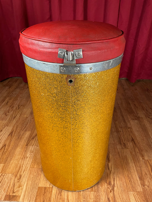 Vintage 1960s Ludwig No. 1027 Pre-Serial Canister Throne Gold Sparkle w/ Red Top Seat Case