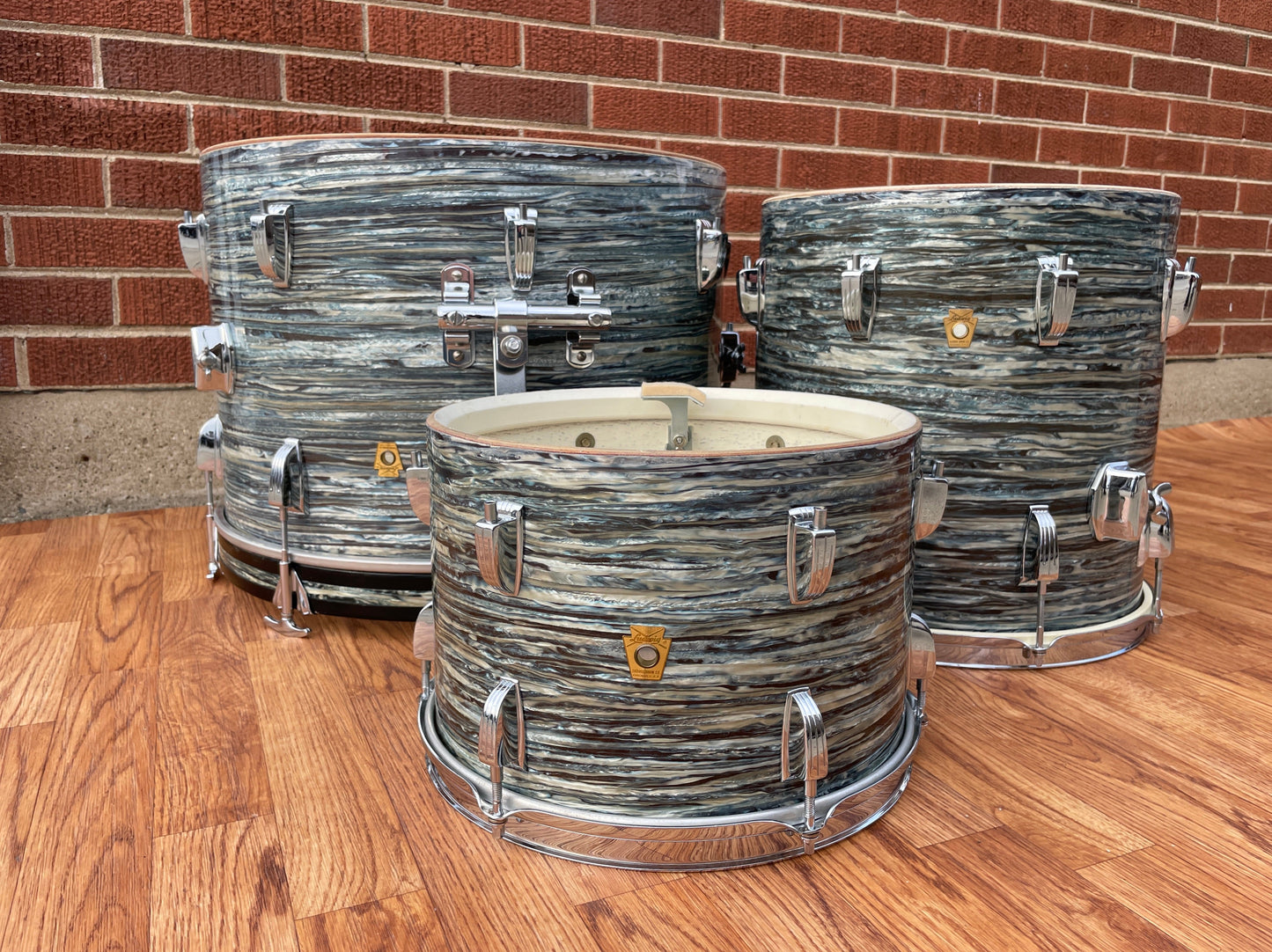 1965 Ludwig Downbeat Drum Set Oyster Blue Pearl 20/12/14 COB