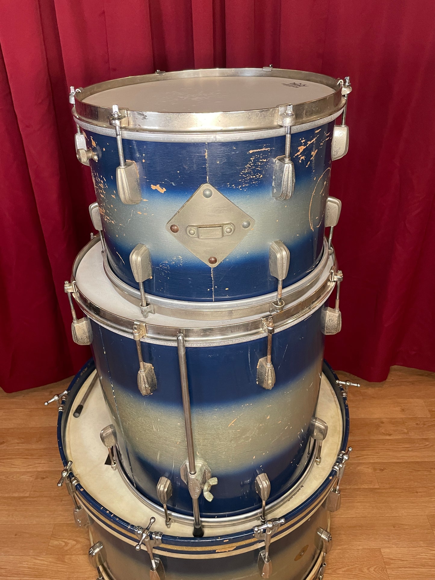 Vintage Slingerland Radio King Drum Set Blue/Silver Duco 24/13/16