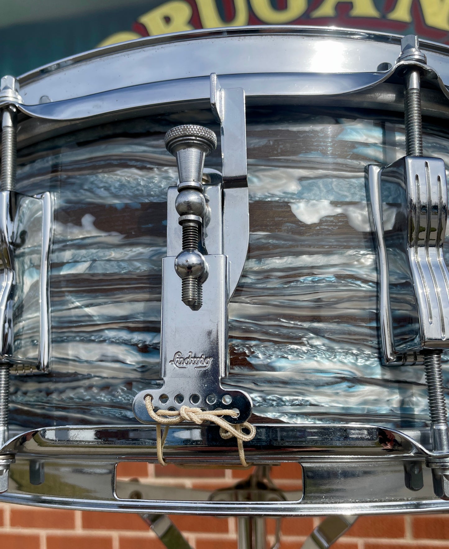 1966 Ludwig No. 908P Jazz Festival 5x14 Snare Drum Oyster Blue Pearl