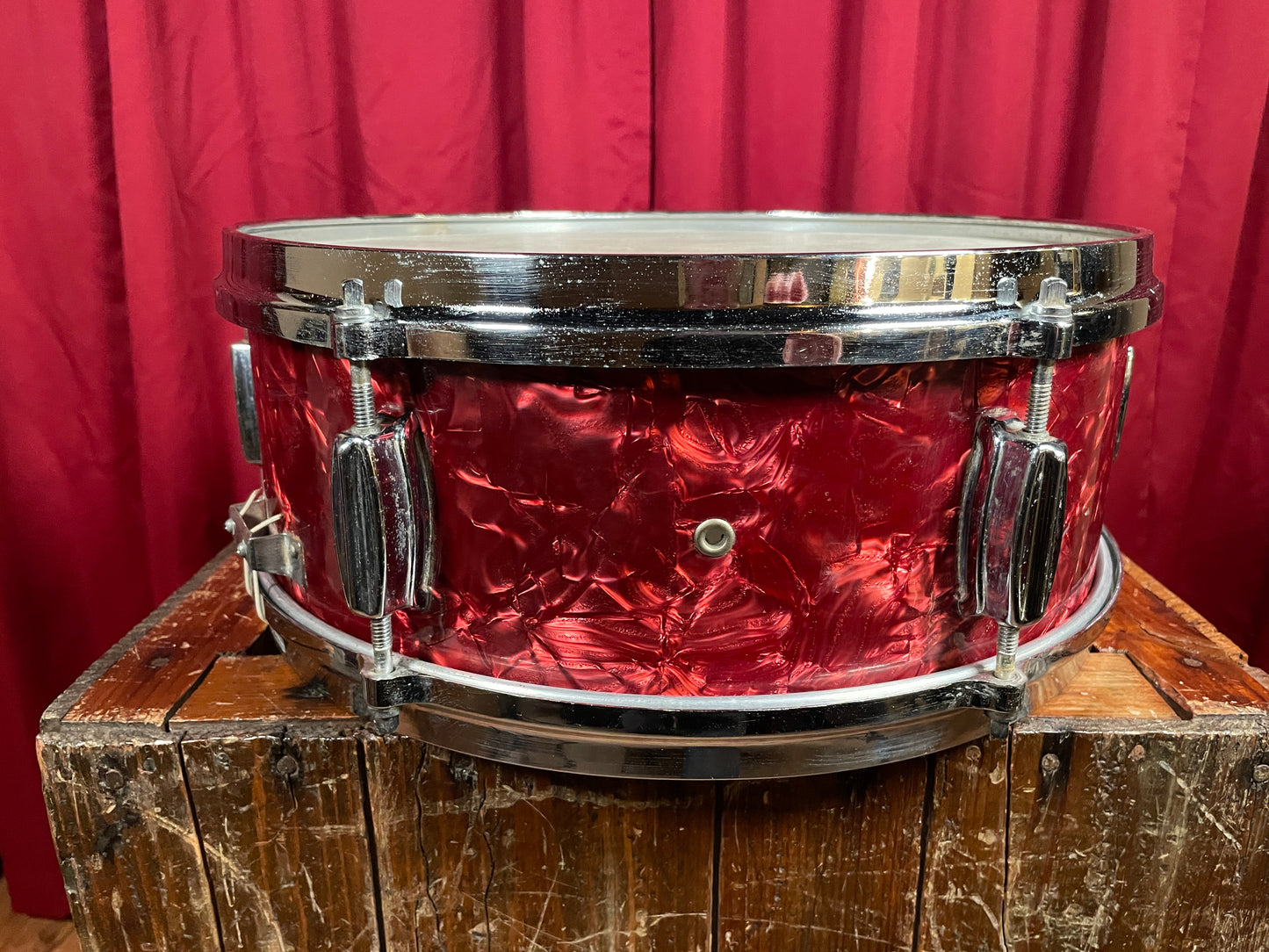 1960s Made in Japan 5.5x14 Snare Drum Red Pearl 6-Lug MIJ