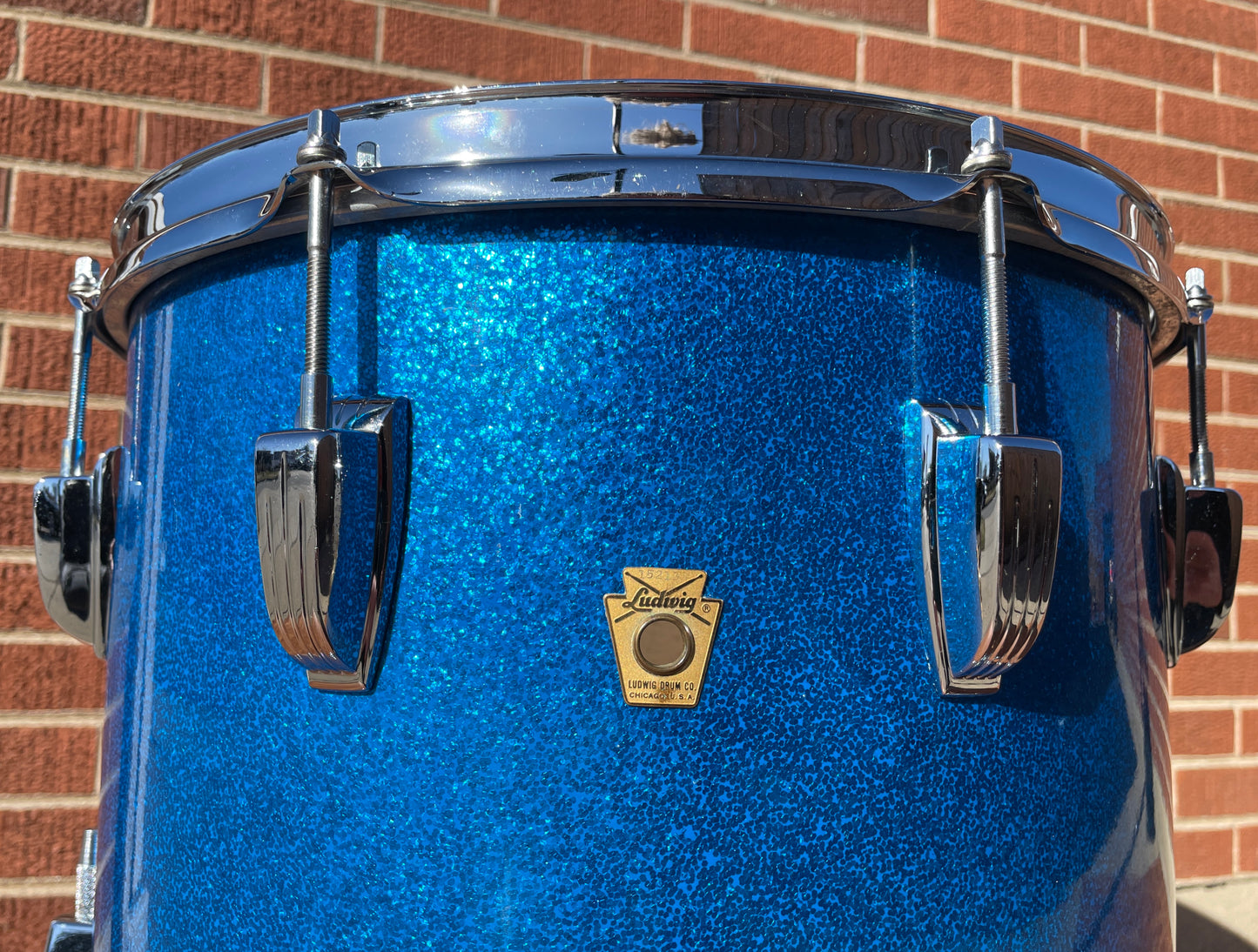 1965 Ludwig 14x14 Super Classic Down Beat Floor Tom Drum Blue Sparkle
