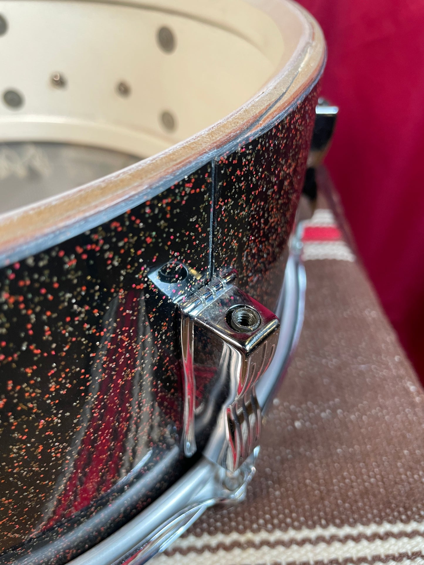 Vintage 1965 Ludwig Jazz Festival 5x14 Snare Drum Black Galaxy Sparkle