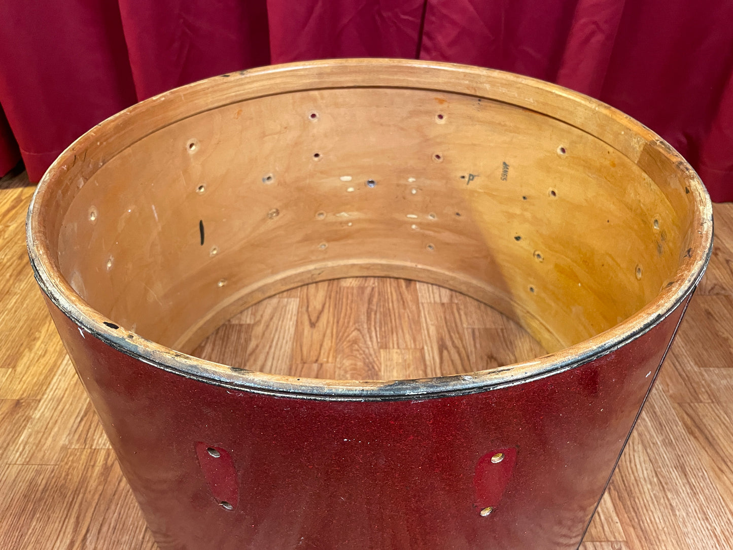 1965 Slingerland 14x22 Bass Drum Shell Red Sparkle 22x14