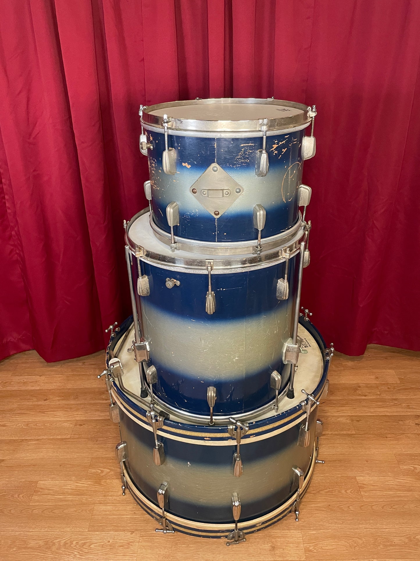 Vintage Slingerland Radio King Drum Set Blue/Silver Duco 24/13/16