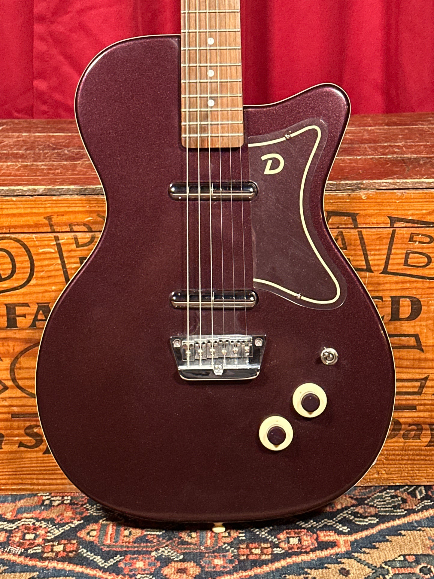 1990s Danelectro '56 U-2 Reissue Electric Guitar Beatnik Burgundy Purple Sparkle