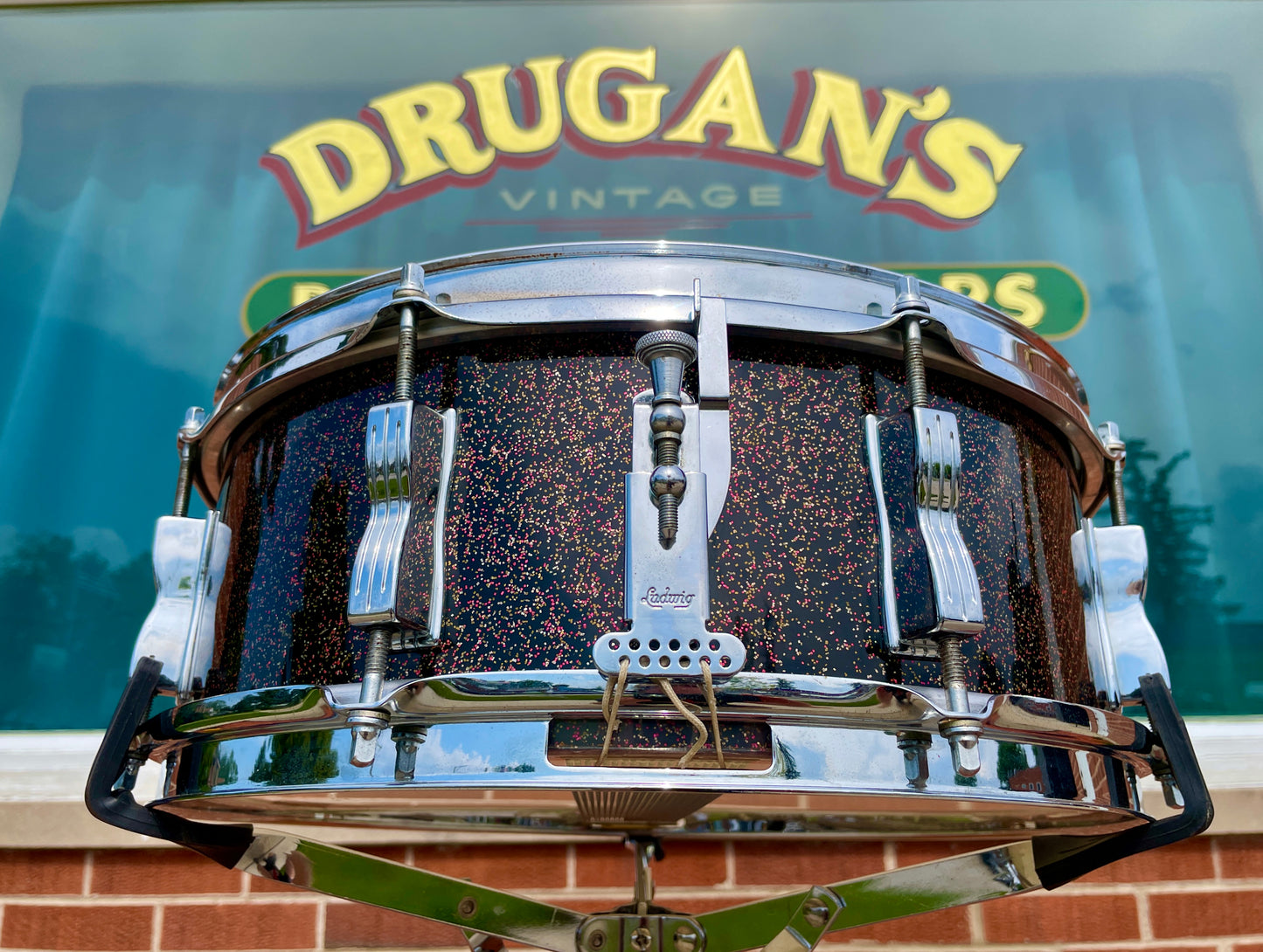 Vintage 1965 Ludwig Jazz Festival 5x14 Snare Drum Black Galaxy Sparkle