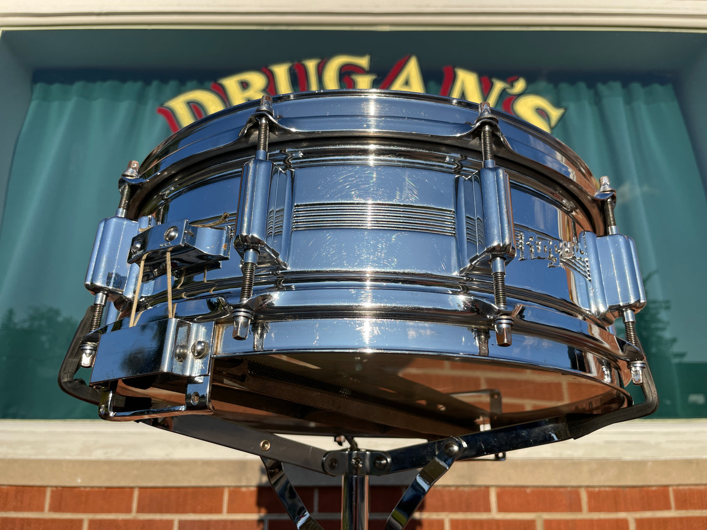 1960s Rogers 5x14 Dynasonic 5-Line Snare Drum Chrome Over Brass Dyna-Sonic COB
