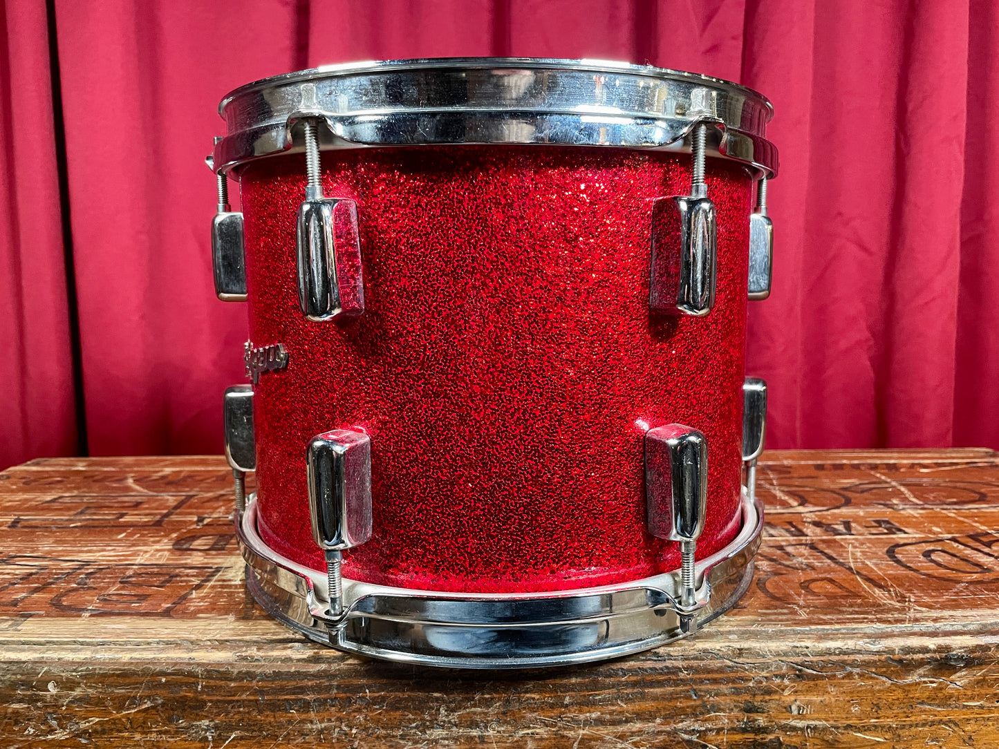 Rogers Clone 8x10 Tom Drum Red Sparkle Bread And Butter Lug Keller Shell