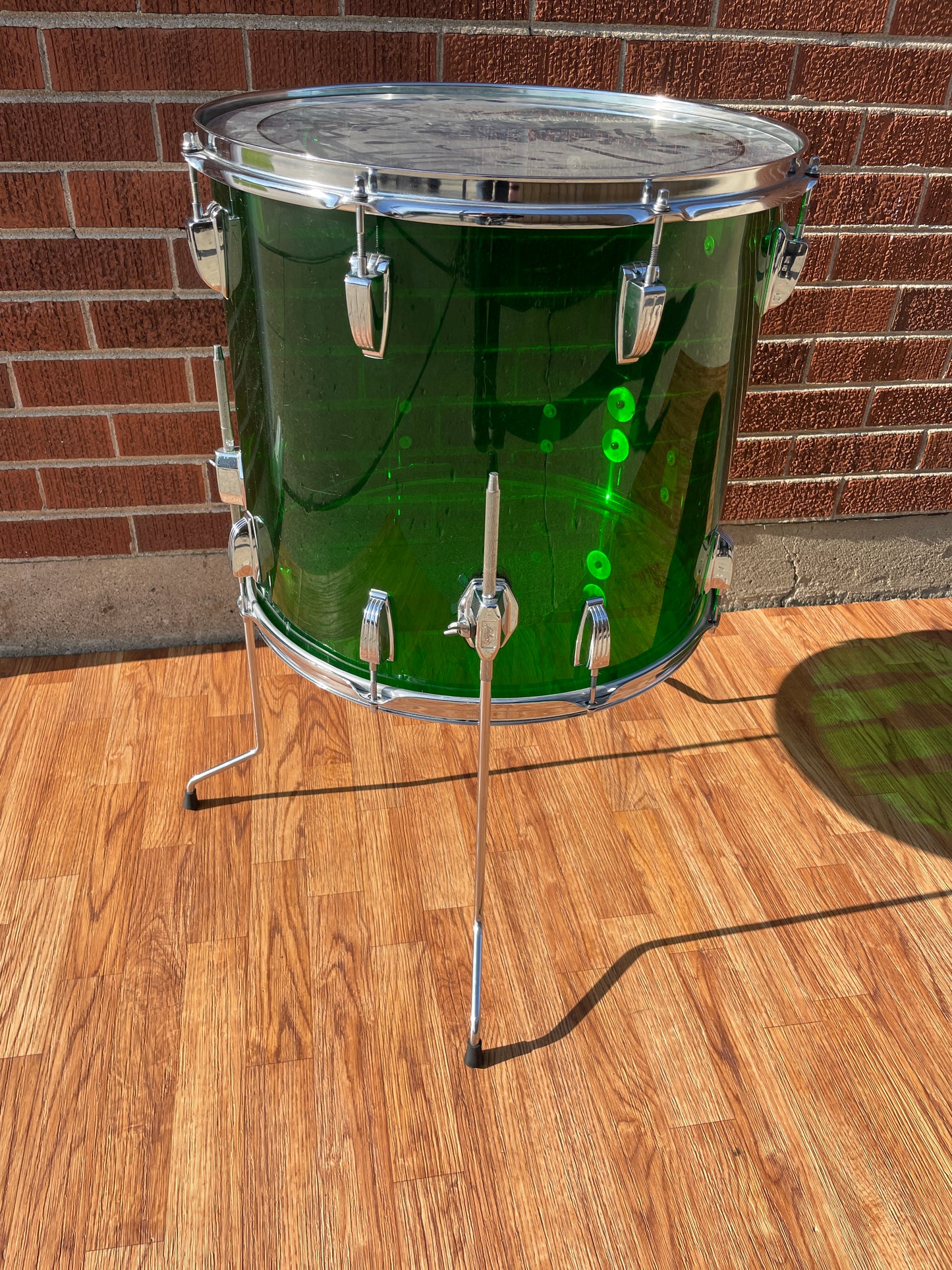 1970s Ludwig Vistalite 16x18 Floor Tom Drum Green