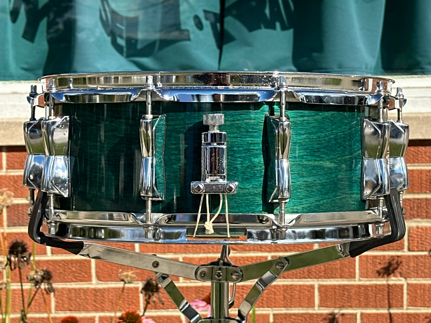 1994 Yamaha Birch Custom 5.5x14 Snare Drum Deep Aqua BSD-095 MIJ