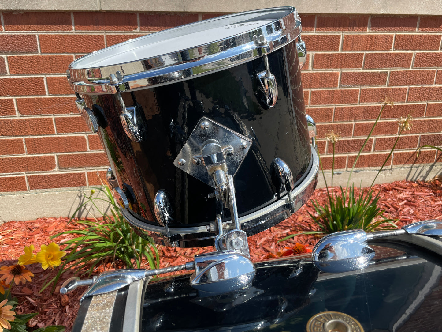 1959/1960 Gretsch Round Badge Black Nitron Transition Drum Set 22/13/16