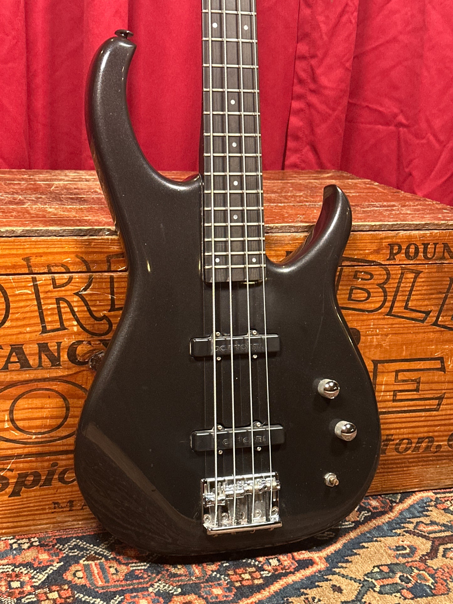 1987 Modulus Graphite 4-String Bass Guitar Black Bartolini J-Bass