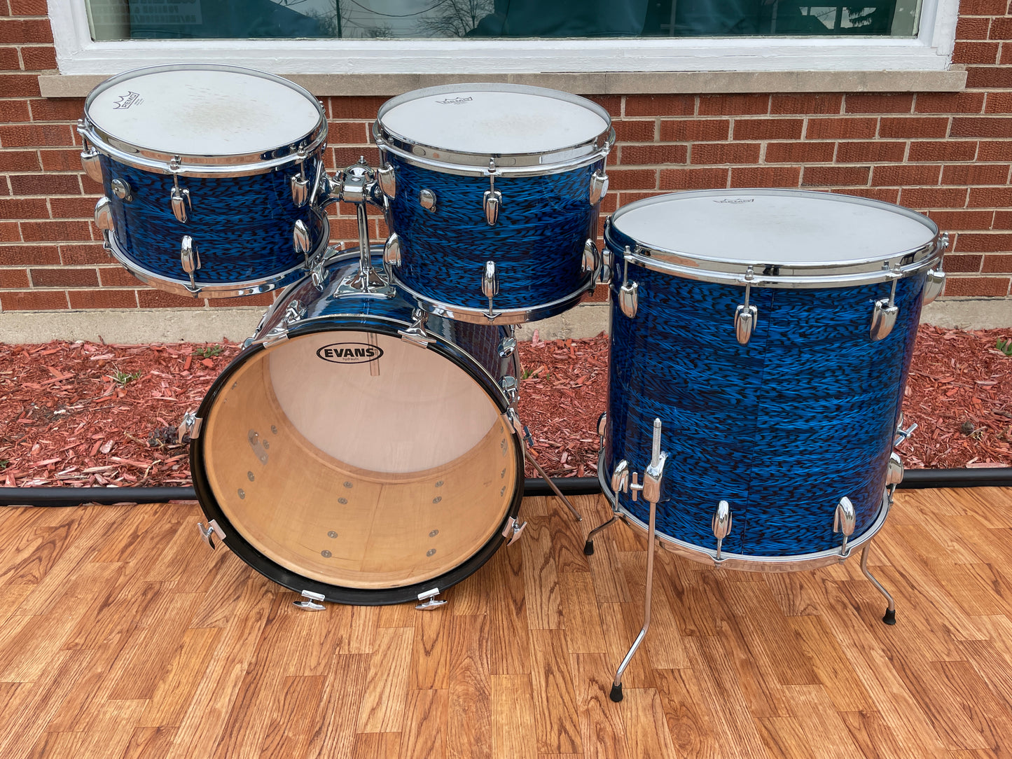1970s Slingerland New Rock Outfit No. 50 N Blue Agate Catalog Drum Set 20/12/13/16