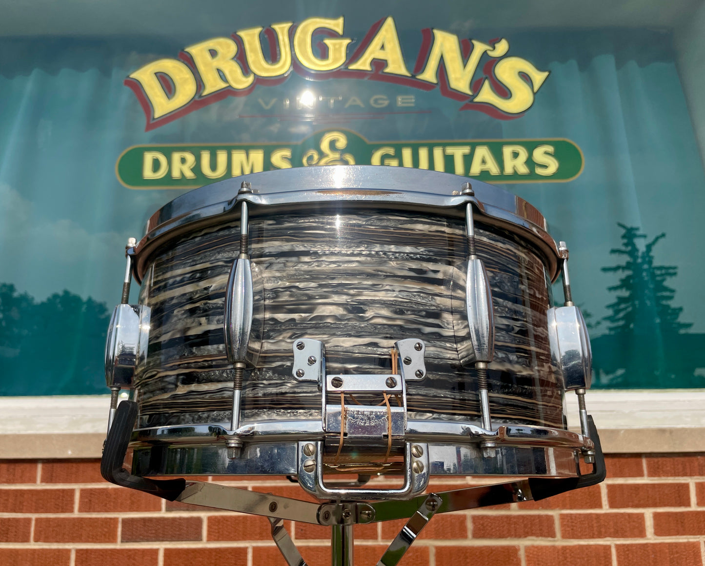 1937-1943 Slingerland 6.5x14 Gene Krupa Model Radio King Solid Shell Snare Drum Oyster Black Pearl