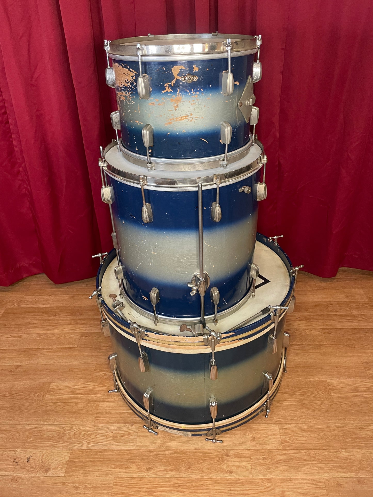 Vintage Slingerland Radio King Drum Set Blue/Silver Duco 24/13/16