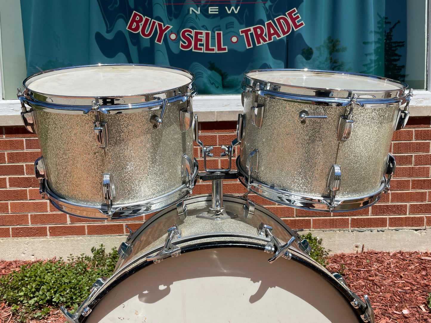 1960s Ludwig Hollywood Drum Set Silver Sparkle Pre-Serial COB