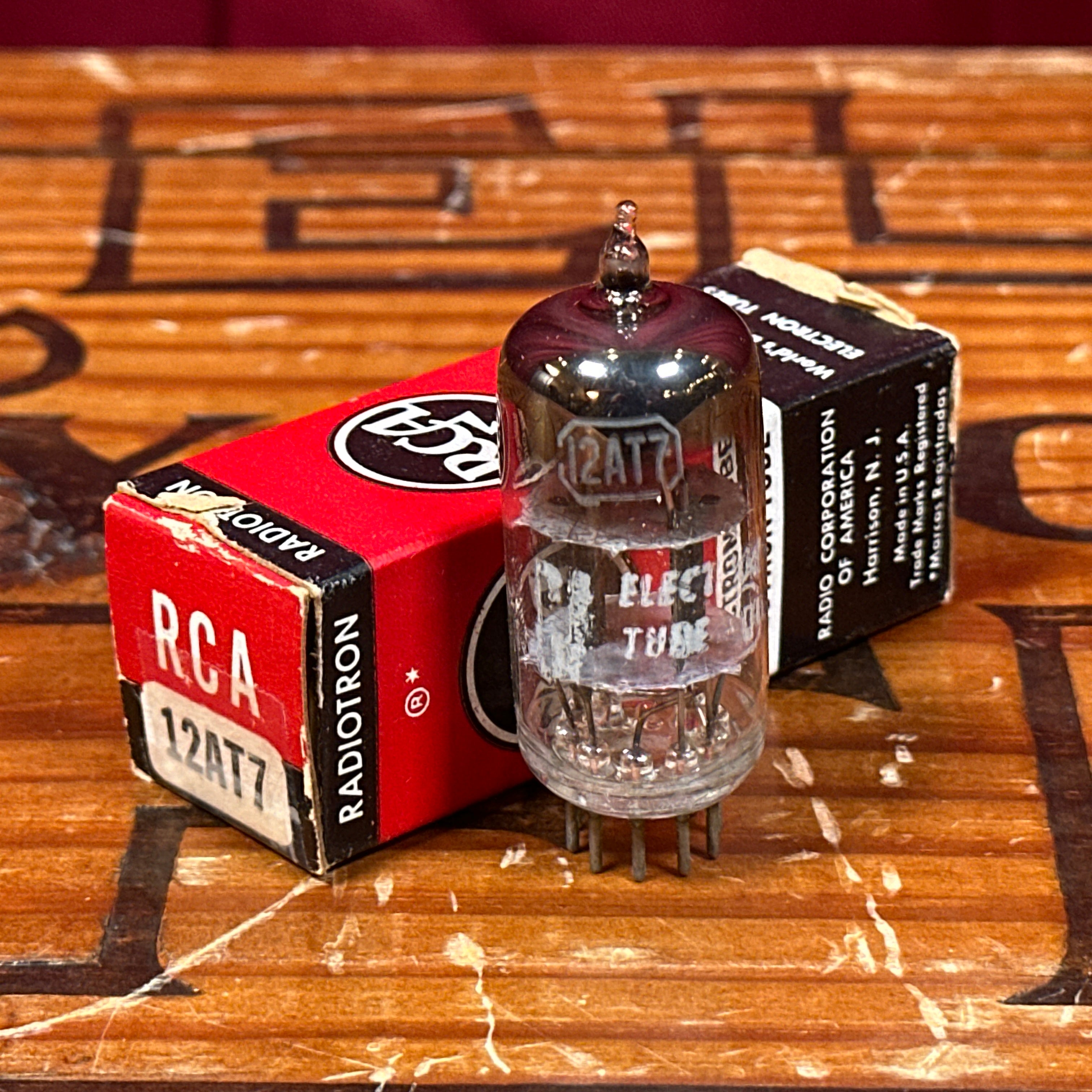 Vintage RCA 12AT7 Preamp Tube Black Plate ECC81 Valve Square