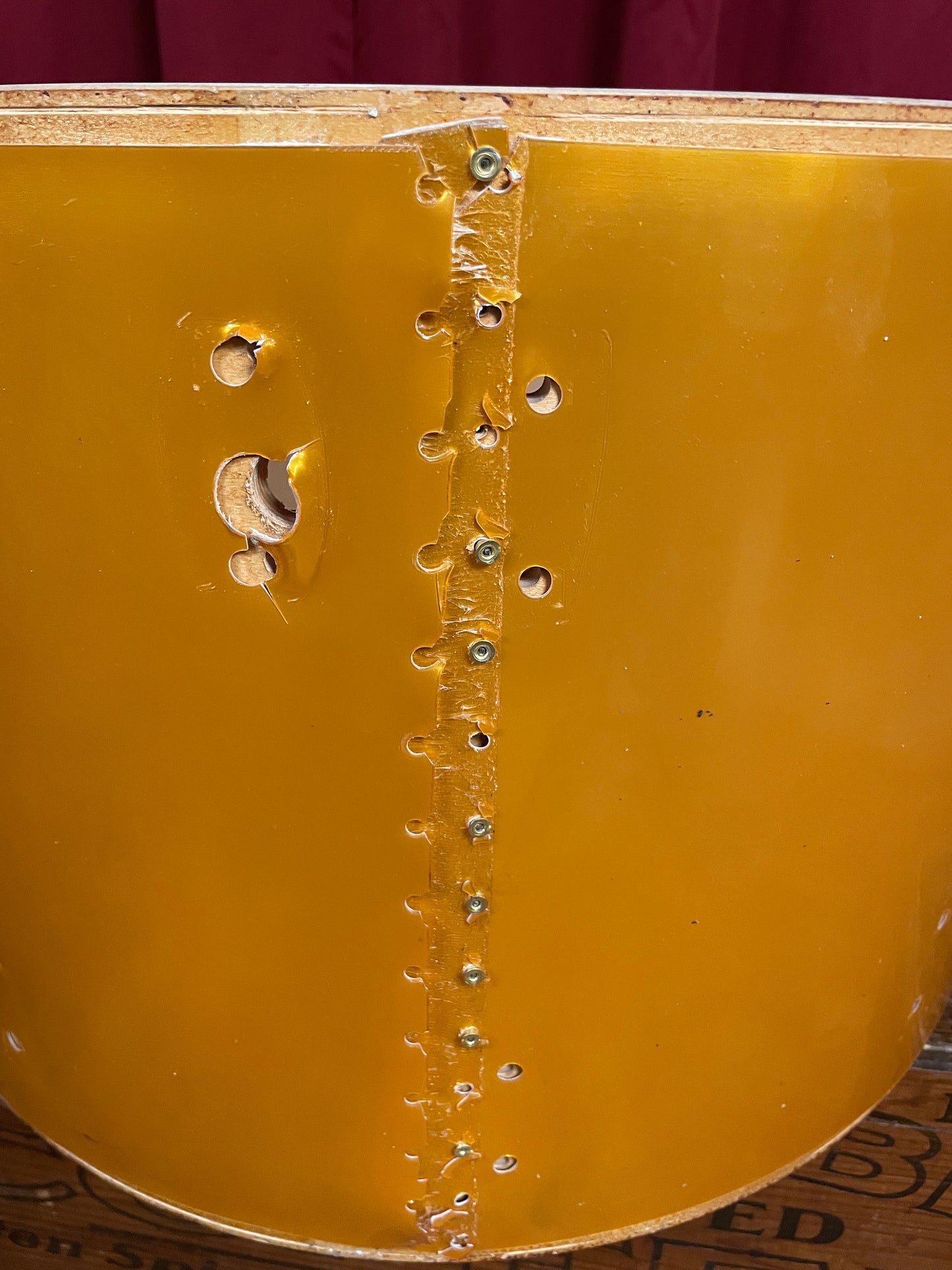 1980s Ludwig 14x22 Bass Drum Shell Gold Silk 6-Ply