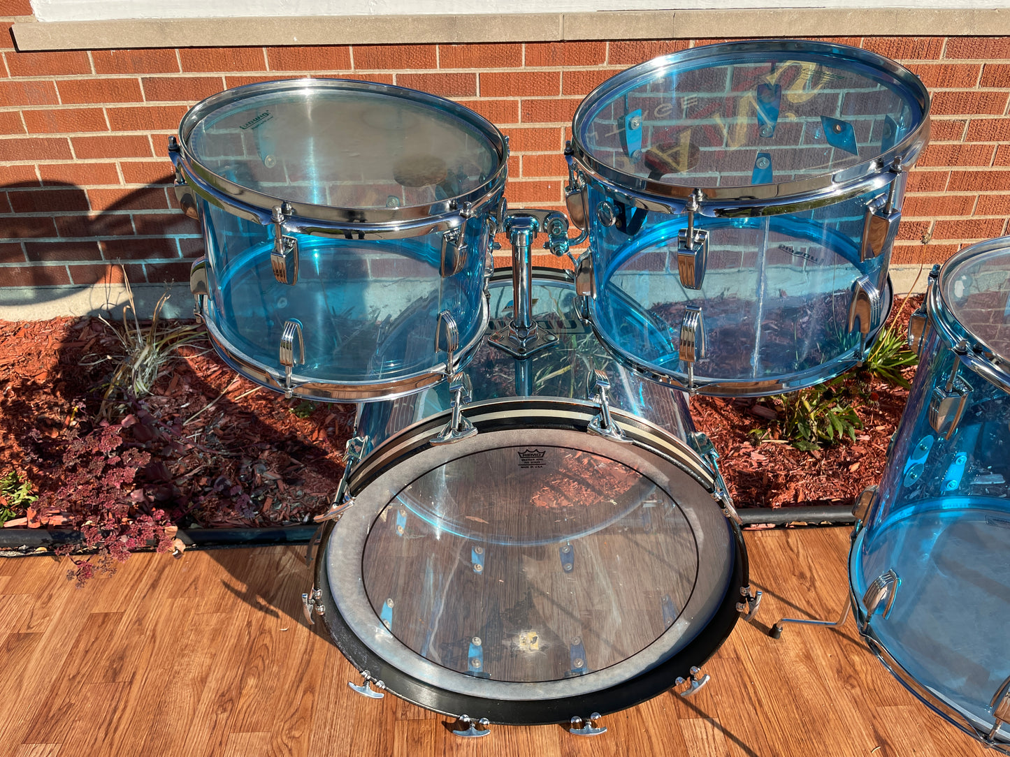 1970s Ludwig Blue Vistalite Big Beat Outfit Drum Set 22/12/13/16