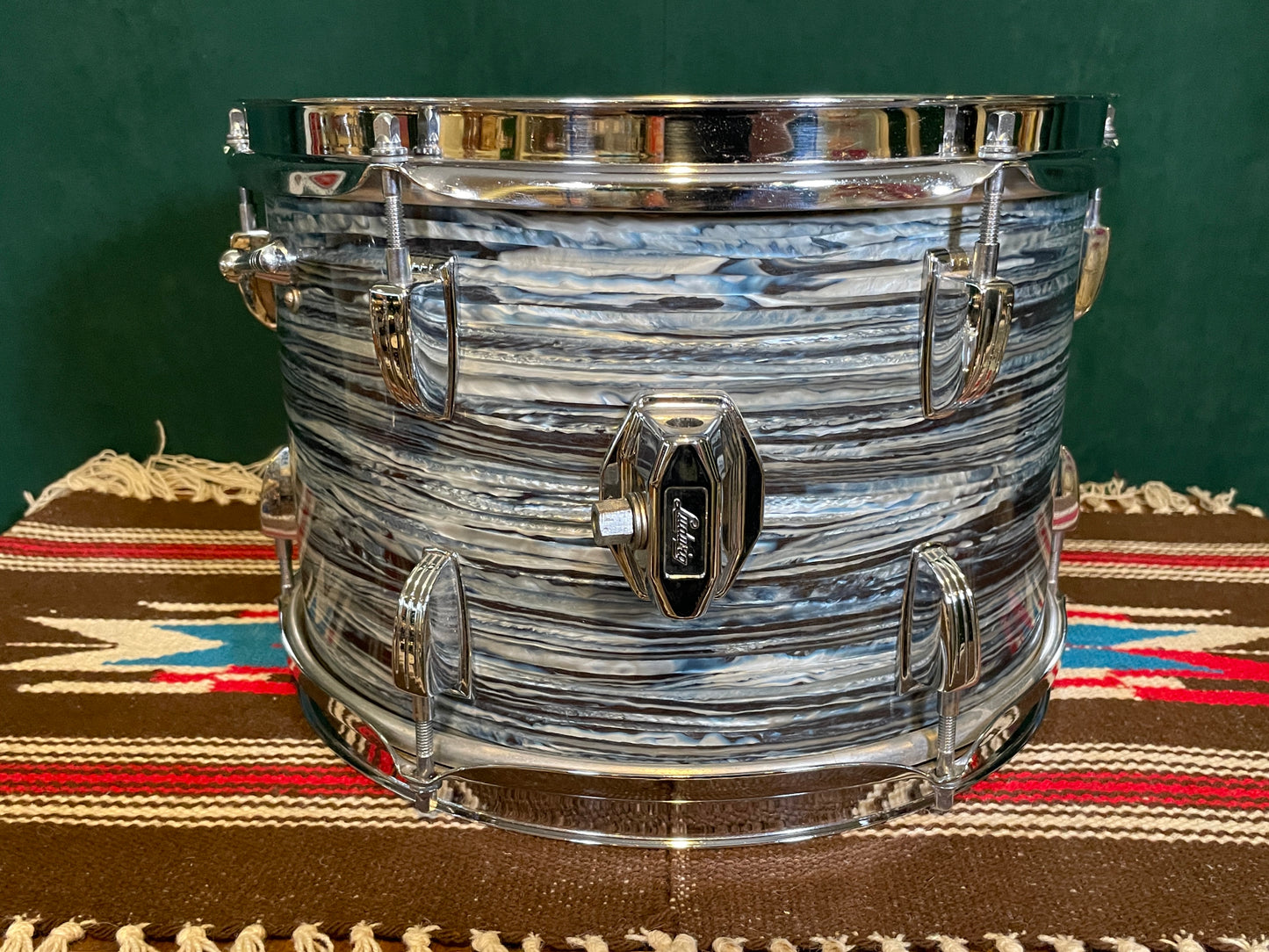 1968 Ludwig 8x12 Tom Drum Oyster Blue Pearl Down Beat