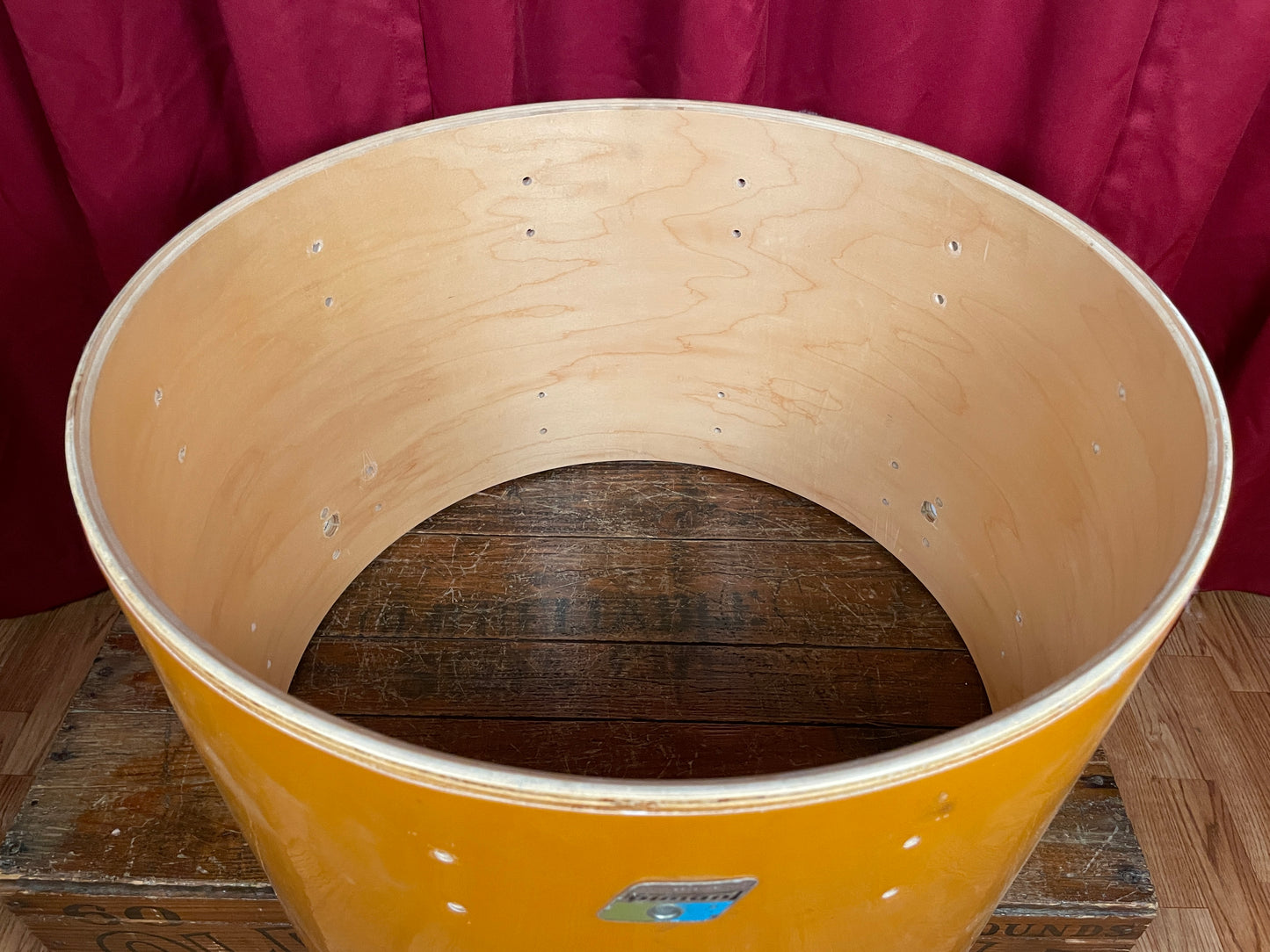 1980s Ludwig 14x22 Bass Drum Shell Gold Silk 6-Ply