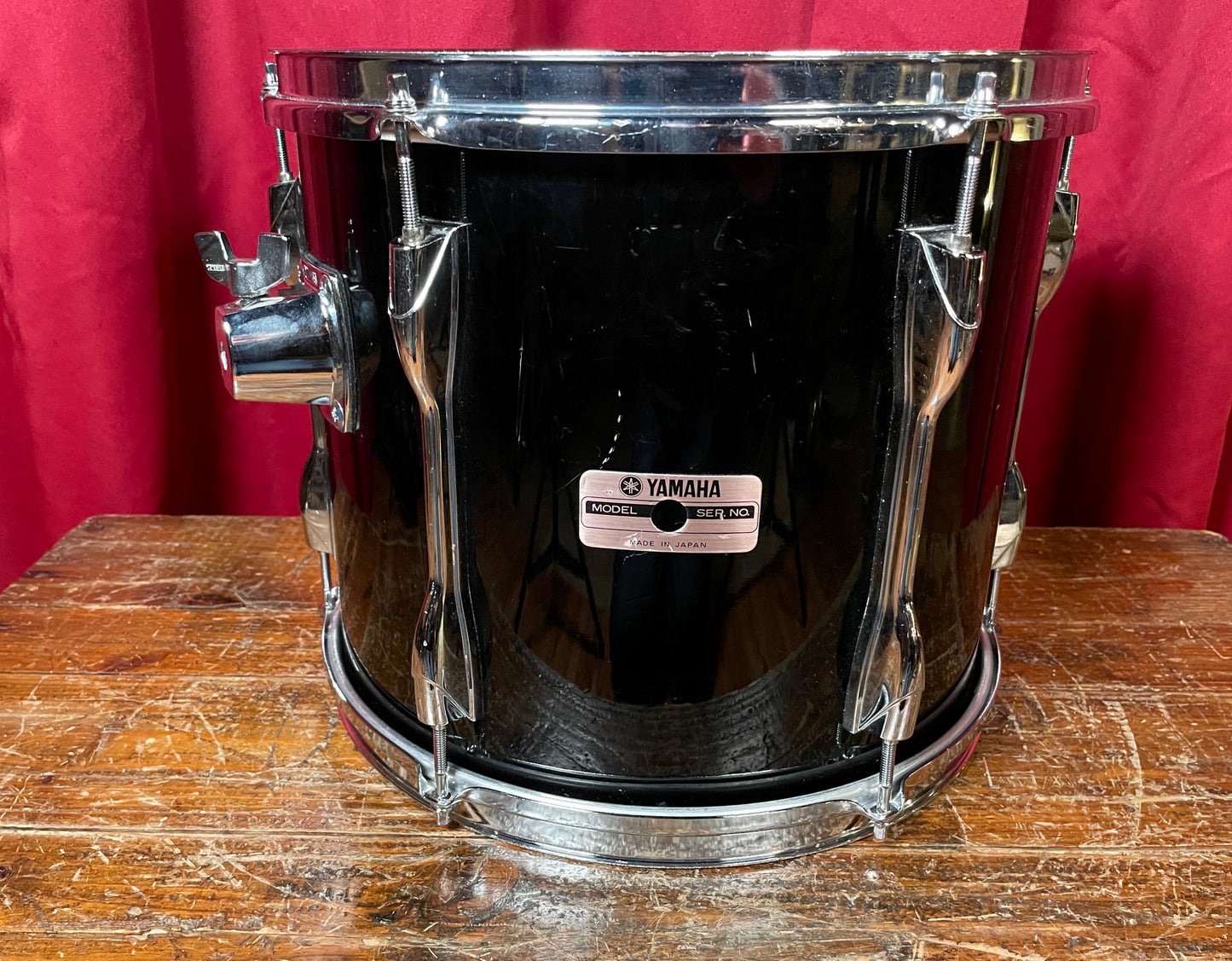 1980s Yamaha Recording Custom 11x13 Tom Drum Single Piano Black 13x11