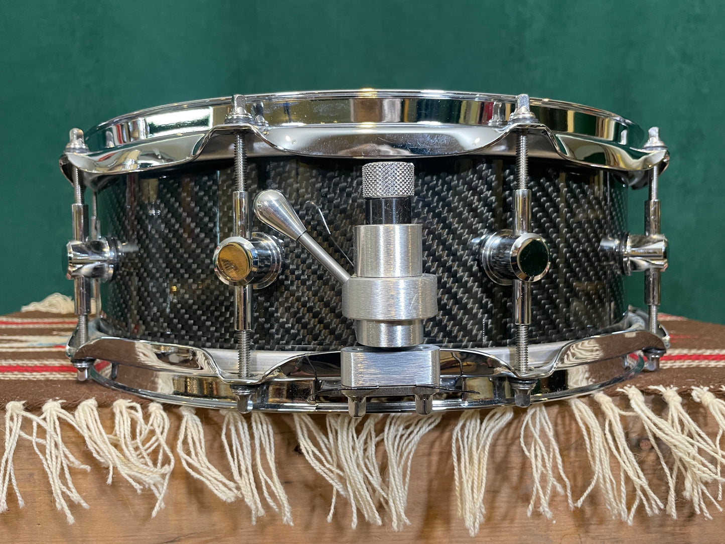 Spaun 5x14 Carbon Fiber Snare Drum w/ Trick GS007 Multi-Step Throw-Off