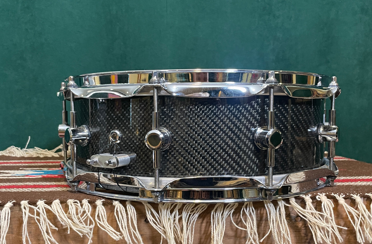 Spaun 5x14 Carbon Fiber Snare Drum w/ Trick GS007 Multi-Step Throw-Off