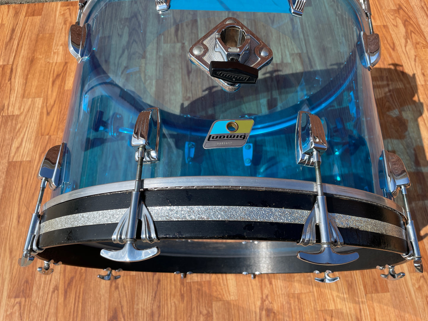 1970s Ludwig Vistalite 14x22 Bass Drum Blue