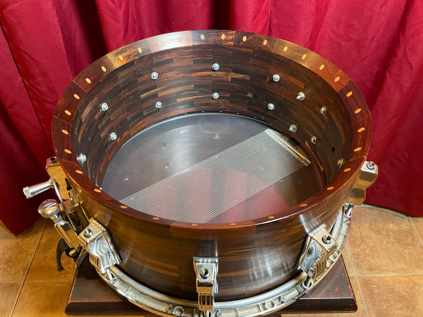 1980s SOTA 6x14 Segmented Rosewood Shell Snare Drum State Of The Art John Panazzo Styx