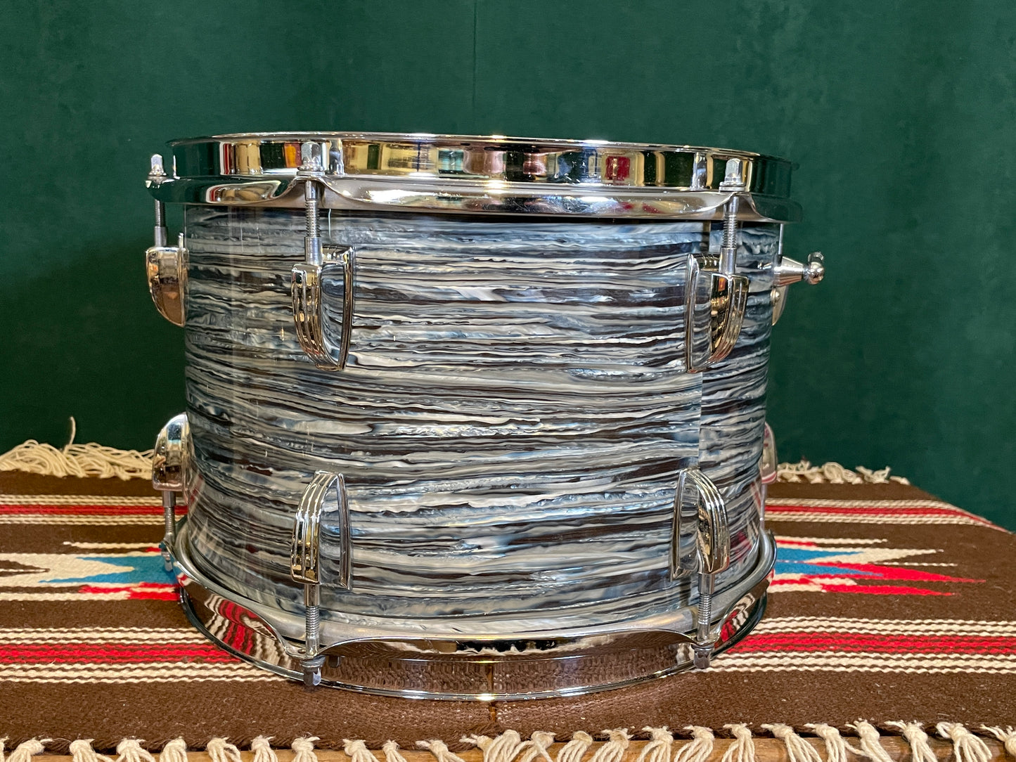1968 Ludwig 8x12 Tom Drum Oyster Blue Pearl Down Beat