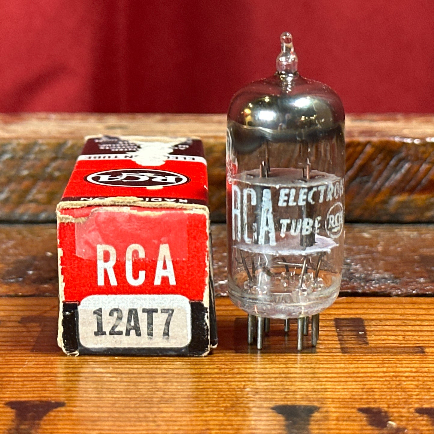 Vintage RCA 12AT7 Preamp Tube Black Plate ECC81 Valve Square Getter NOS #256