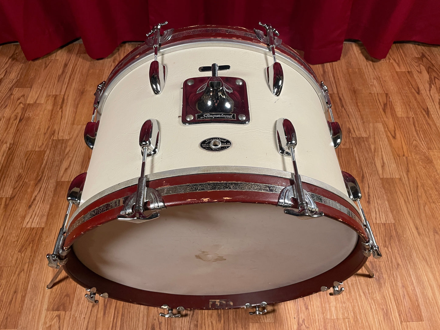 1975 Slingerland Sound King 12x20 Bass Drum Classic White Cordova Leatherette Wrap