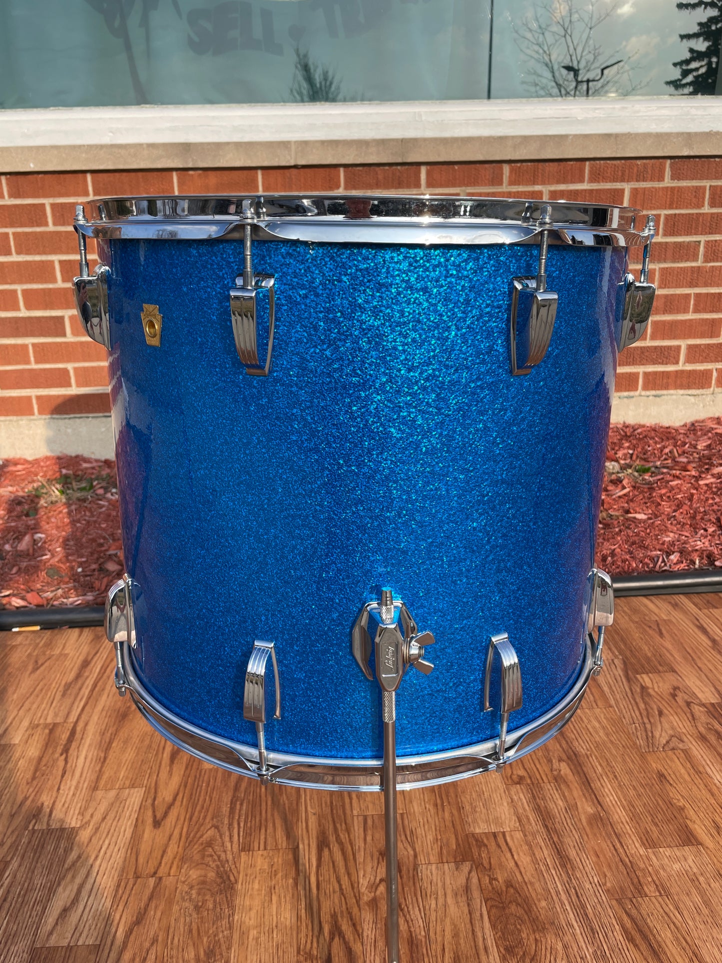 1968-1969 Ludwig 16x18 Floor Tom Drum Blue Sparkle
