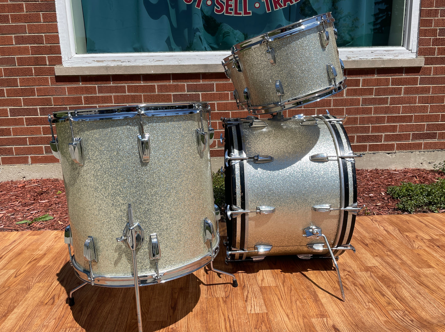 1960s Ludwig Hollywood Drum Set Silver Sparkle Pre-Serial COB