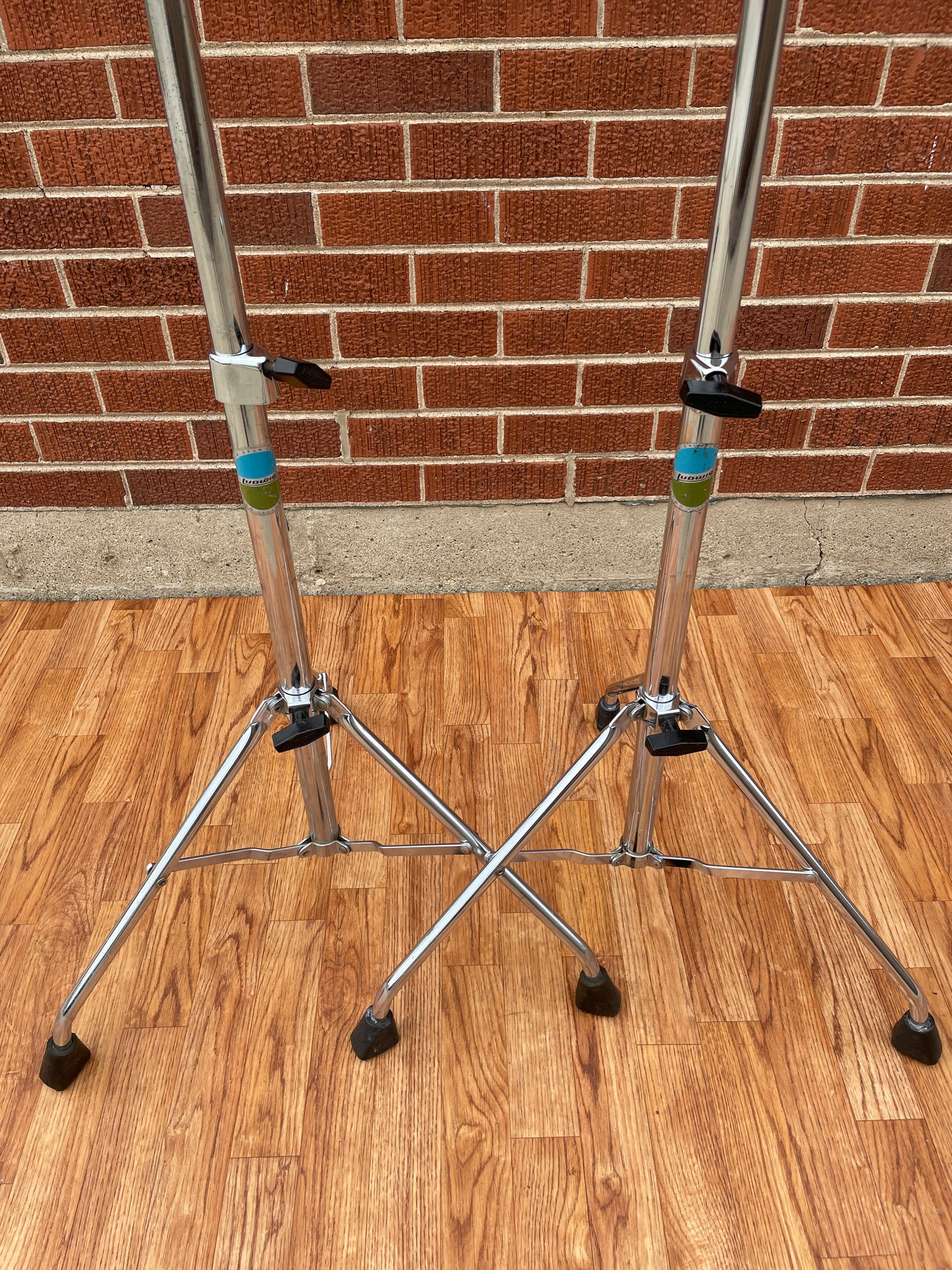 1970s Ludwig Atlas No. 1405 Straight Cymbal Stand Pair Tubular Legs