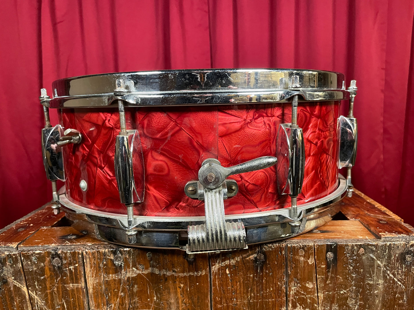 1960s Gracy 5.5x14 Snare Drum Red Pearl 8-Lug MIJ