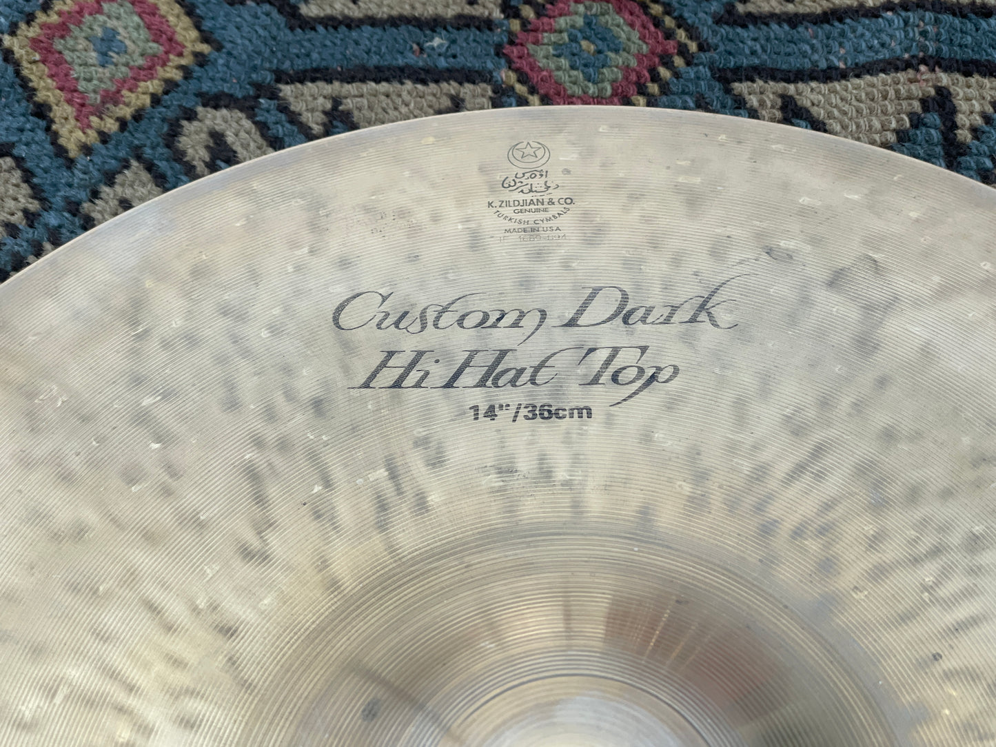 14” Zildjian K Custom Dark Top Hi-Hat Cymbal Single 1066g