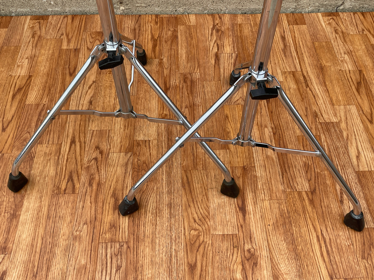 1970s Ludwig Atlas No. 1405 Straight Cymbal Stand Pair Tubular Legs