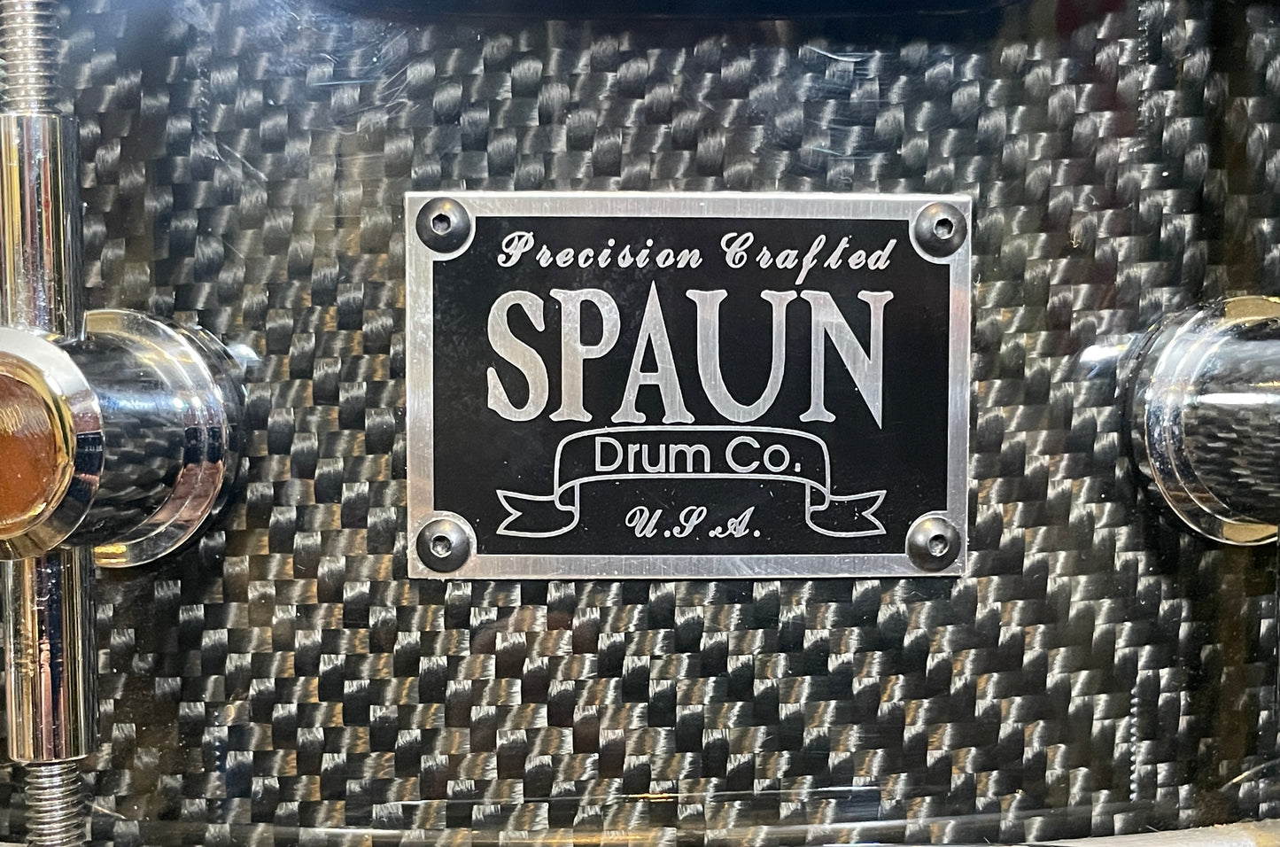 Spaun 5x14 Carbon Fiber Snare Drum w/ Trick GS007 Multi-Step Throw-Off