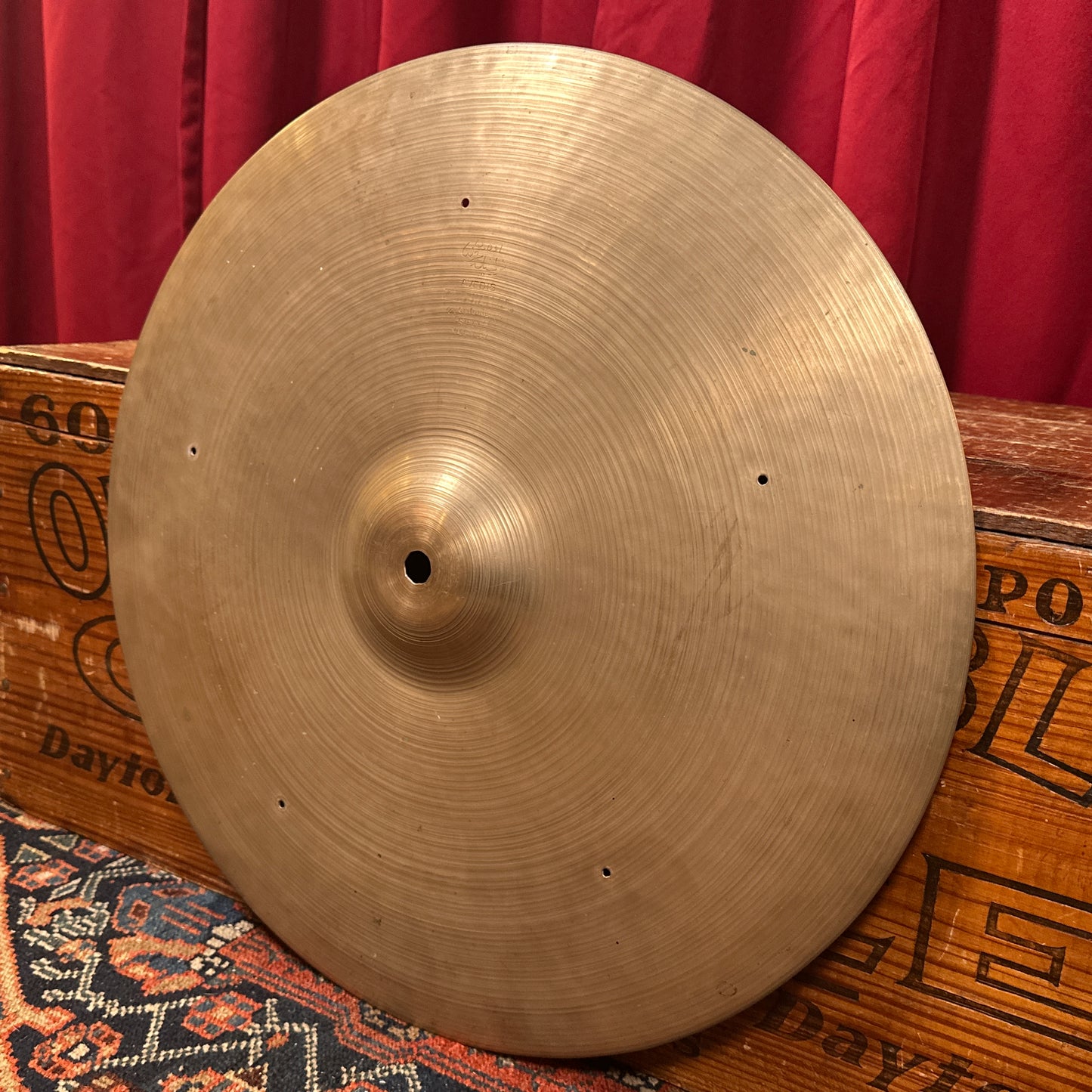 20" Zildjian A 1950s Block Stamp Sizzle Ride Cymbal w/ Rivet Holes 2612g *Video Demo*