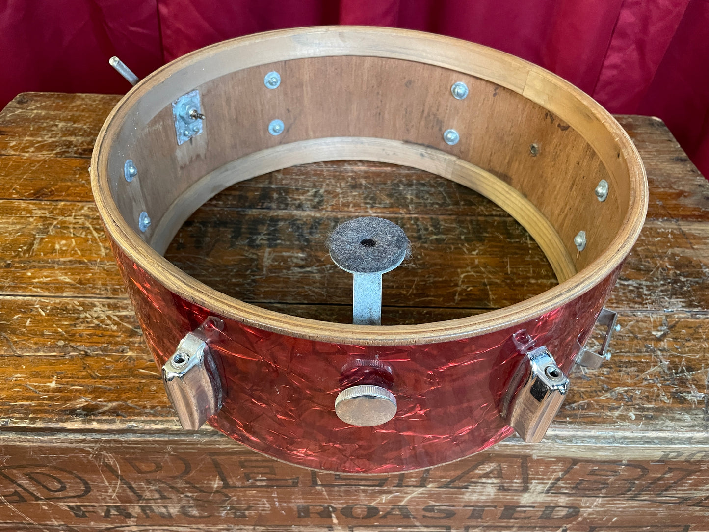 1960s Made in Japan 5.5x14 Snare Drum Red Pearl 6-Lug MIJ