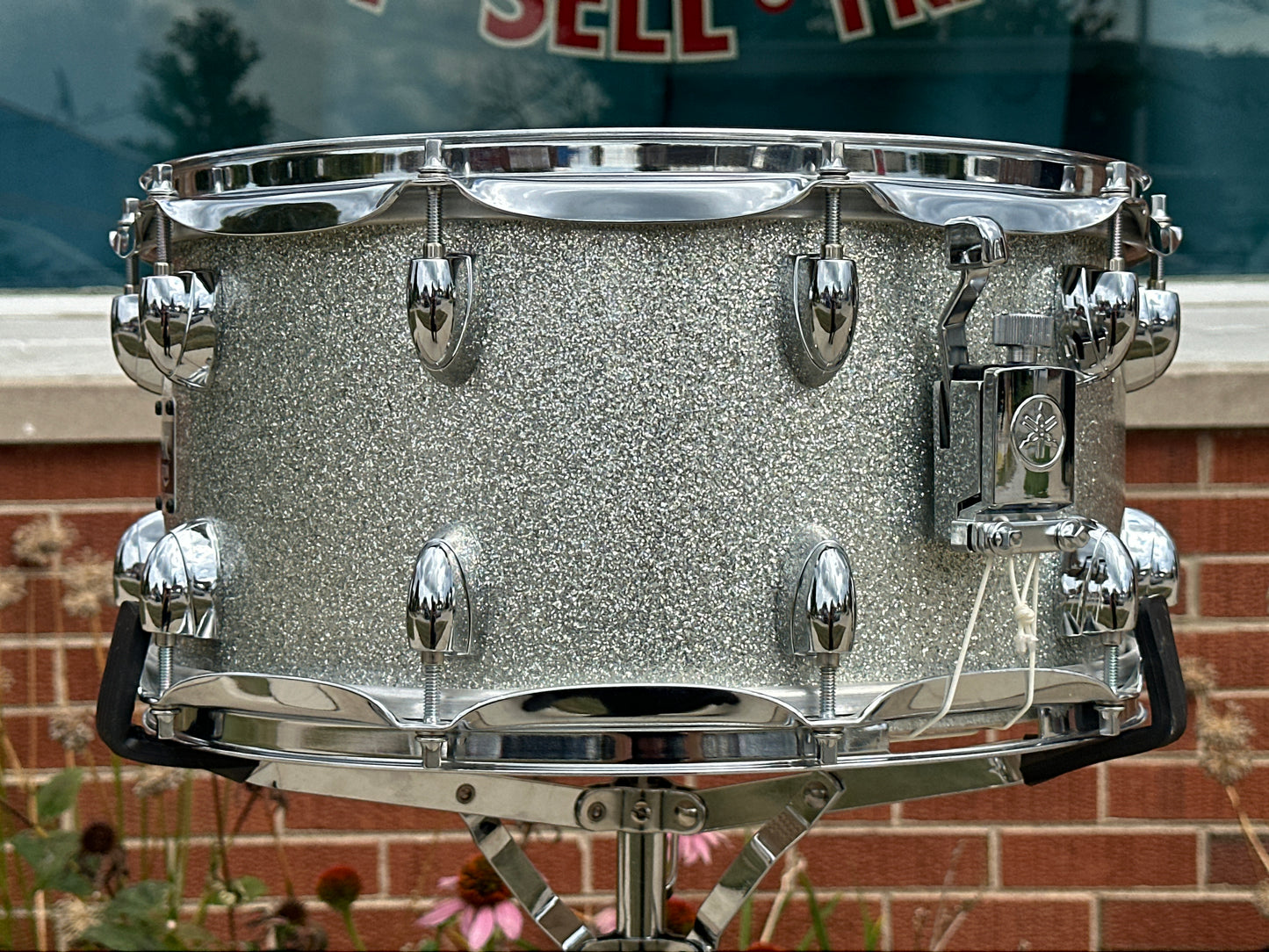 2007 Yamaha Oak Custom 7x14 Snare Drum Silver Sparkle MIJ NSD087A
