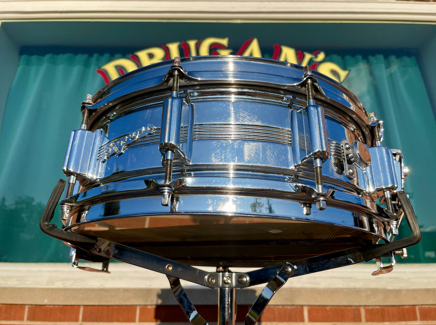 1960s Rogers 5x14 Dynasonic 5-Line Snare Drum Chrome Over Brass Dyna-Sonic COB