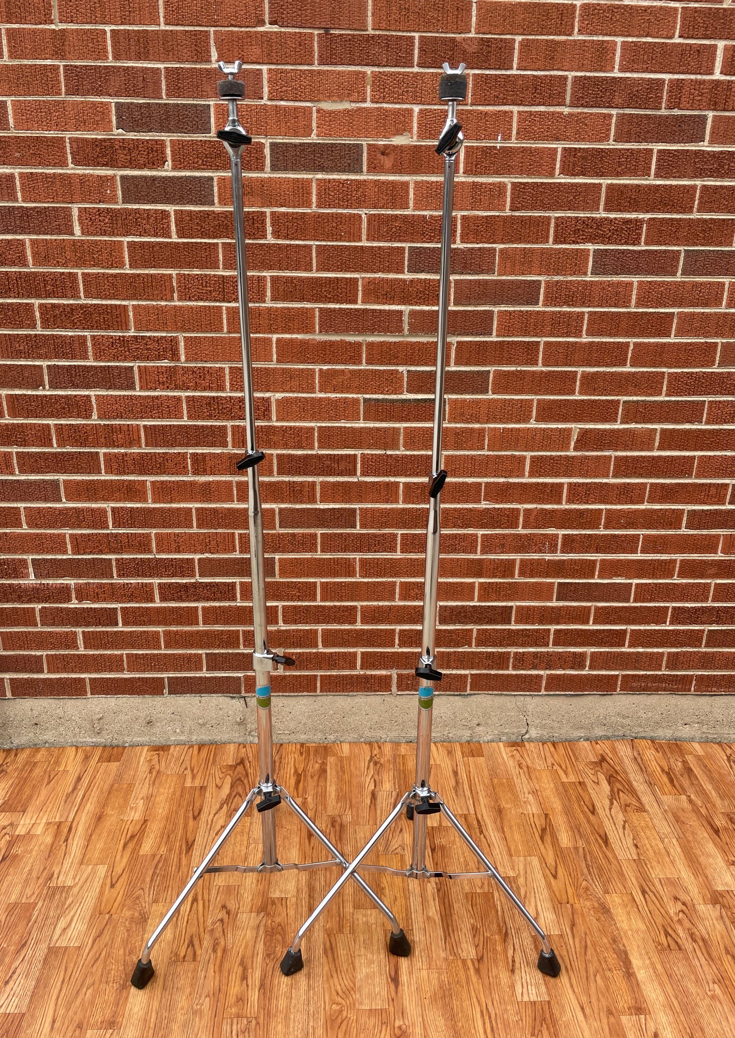 1970s Ludwig Atlas No. 1405 Straight Cymbal Stand Pair Tubular Legs