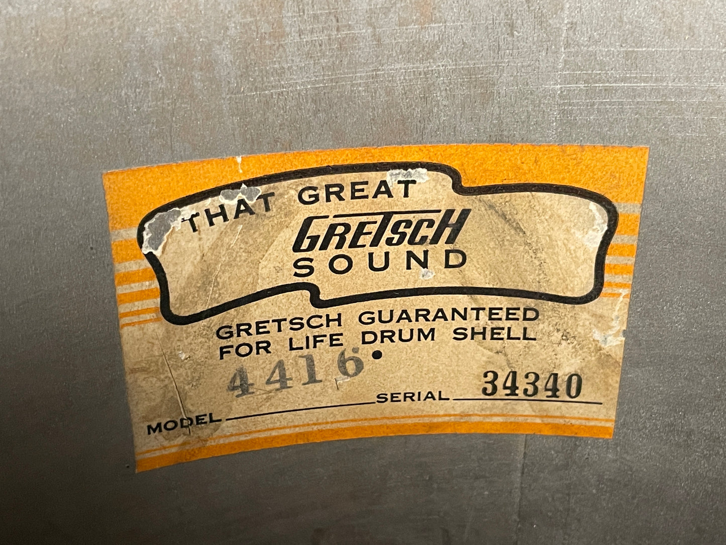 1960s Gretsch Round Badge 9x13 Tom Drum Shell Jet Black Nitron 6-Ply