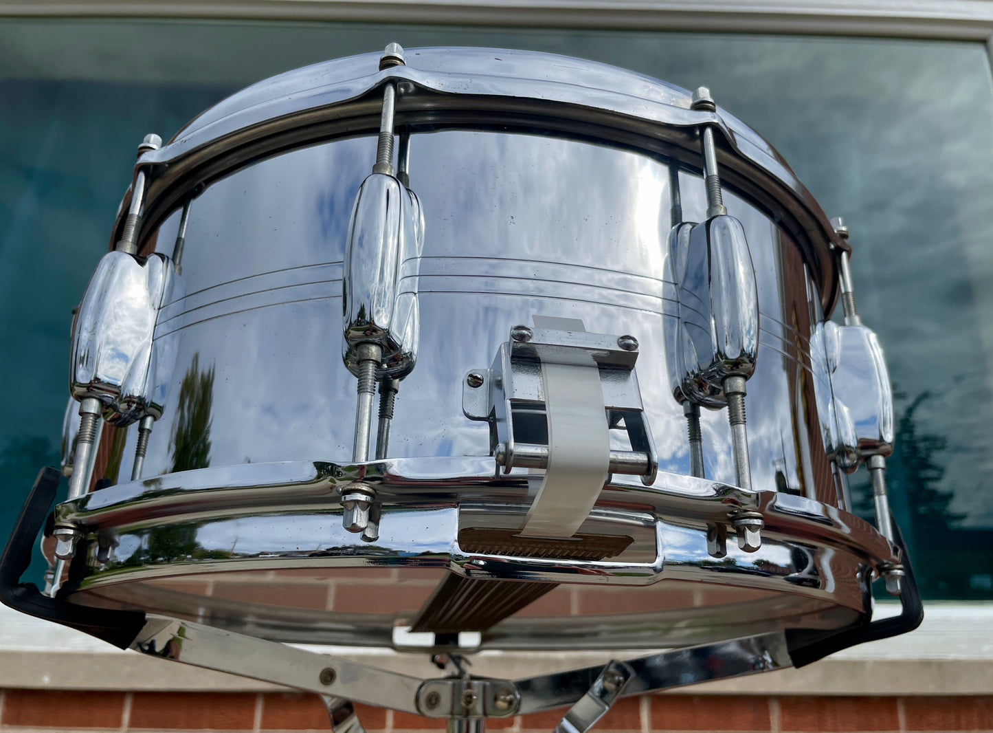 1970's Slingerland 10-Lug Gene Krupa 6.5x14 Chrome Over Brass Snare Drum
