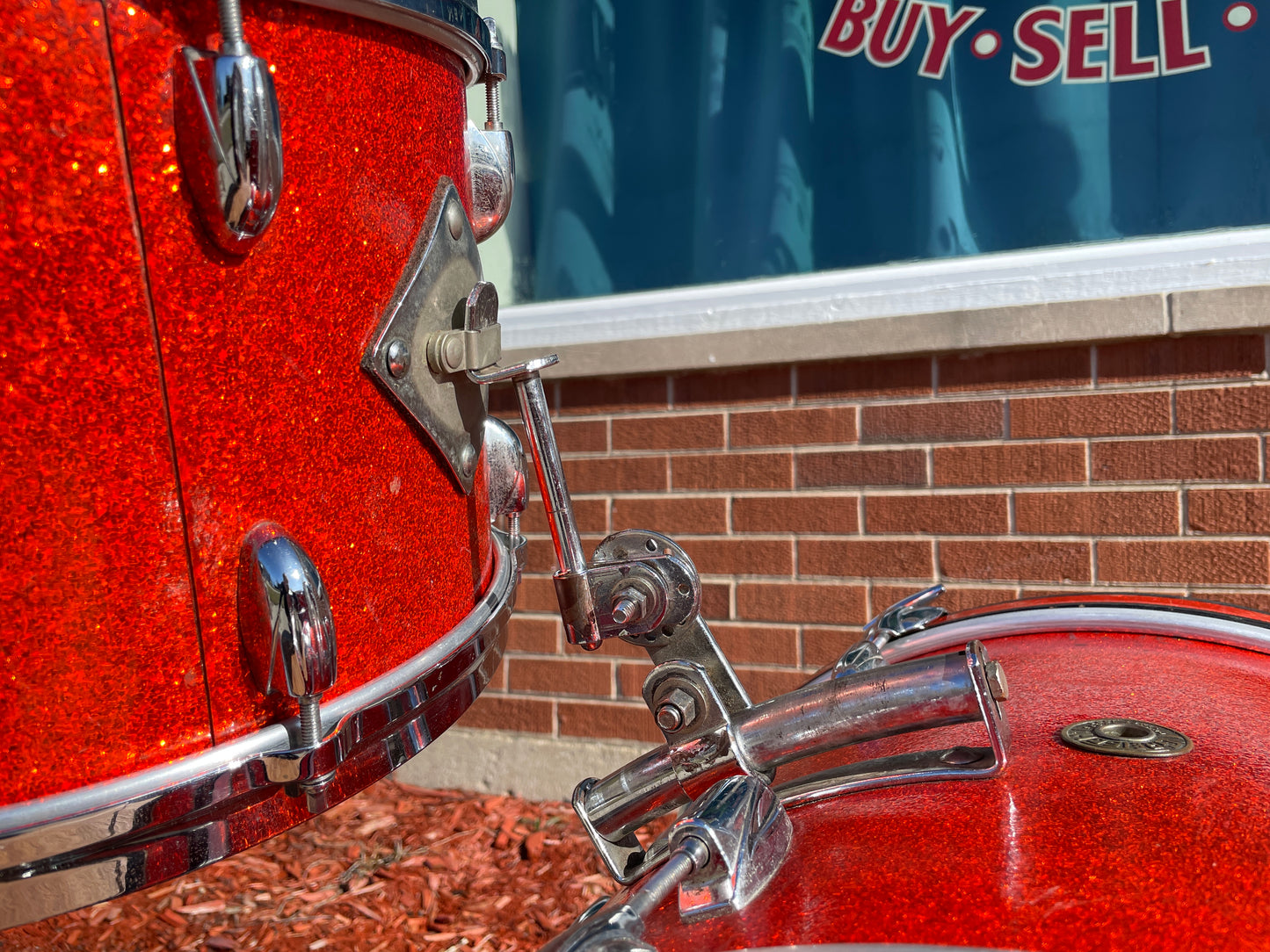 Vintage Gretsch Name Band Round Badge/Stop Sign Drum Set Tangerine Sparkle 20/13/16